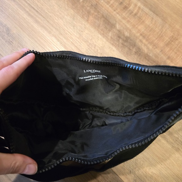 Lancome Black Crescent Nylon Shoulder Bag Adjustable Strap Cosmetic Travel - Picture 6 of 7